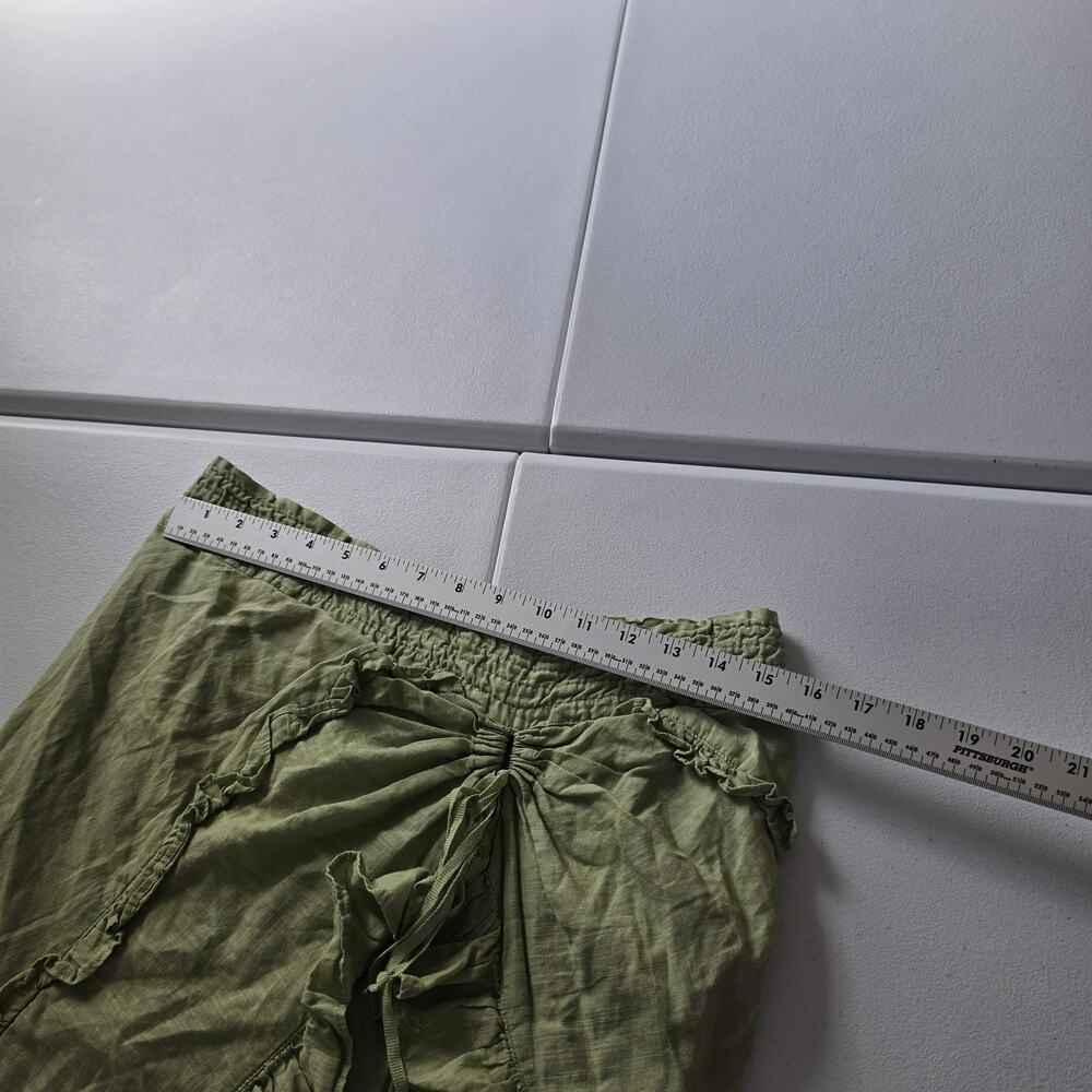 Free People Skirt Womens 8 Green Ruffle Layered Wrap Midi Boho Cotton Fairy Y2K - Picture 5 of 7